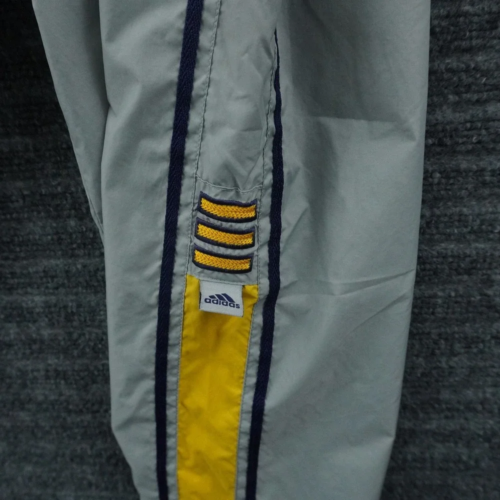 Y2K Adidas Track Pants Mens M Grey Yellow Navy Blue‎ Stripe Mesh Lined Athletic